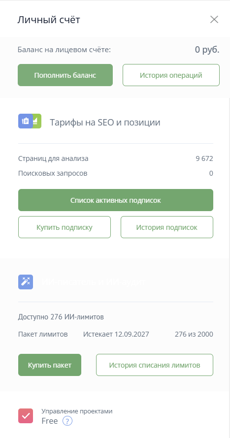 Тарифы на Labrika.ru