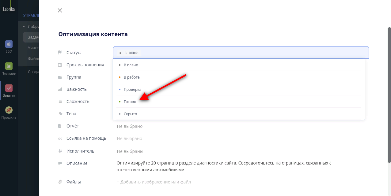 Роль в проекте